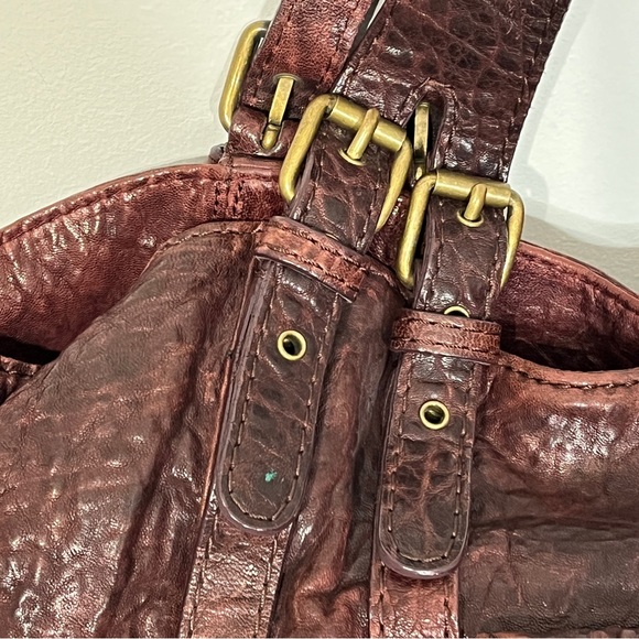 Kooba Ana Burgundy Glazed Pebble Leather Handbag - Picture 3 of 12